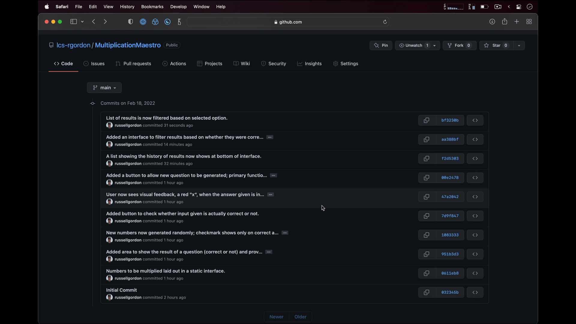 Reviewing commits one by one